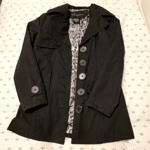 Girls black short length trench coat